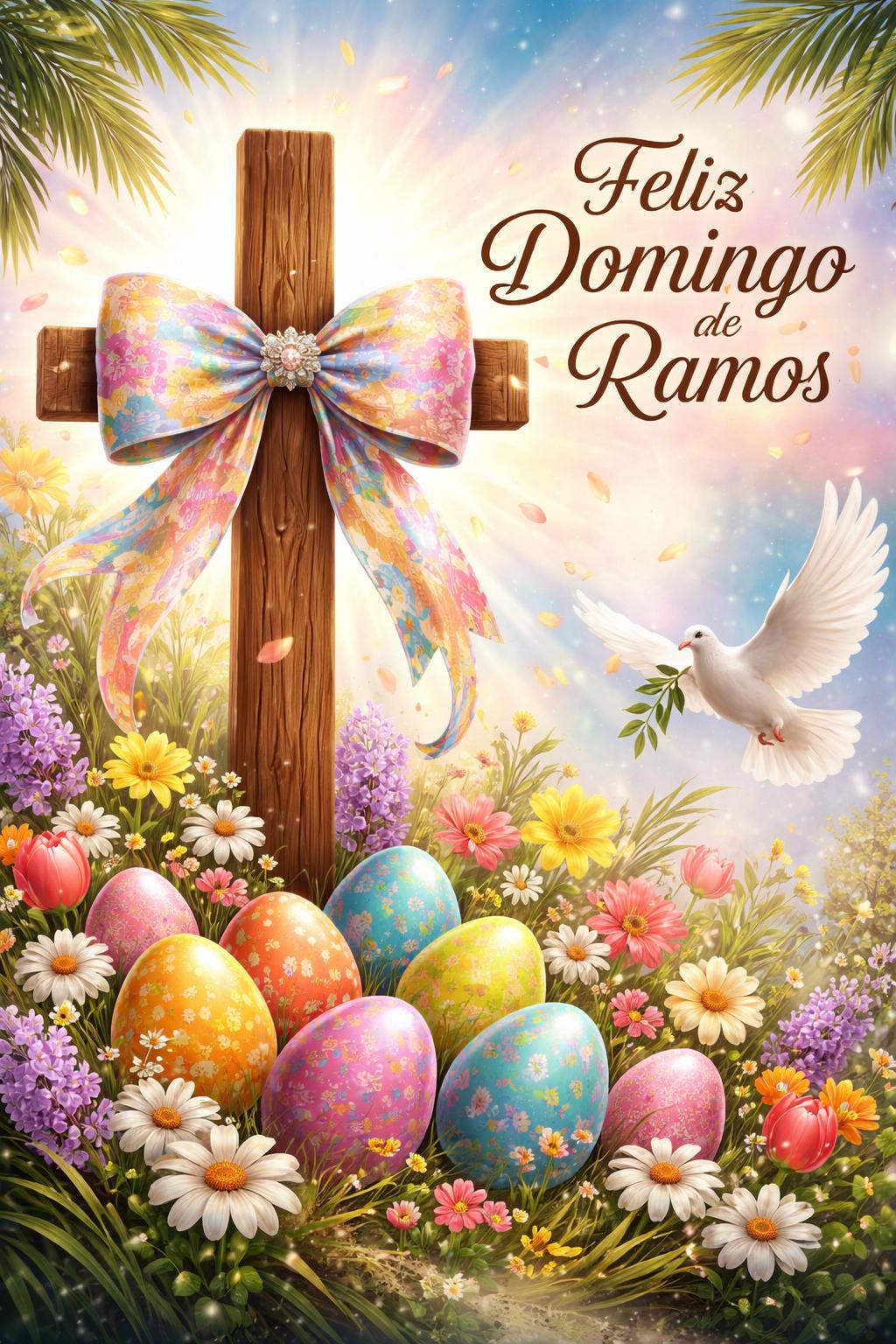 Feliz Domingo de Ramos. Dio te bendiga. ~ Teddy con flores