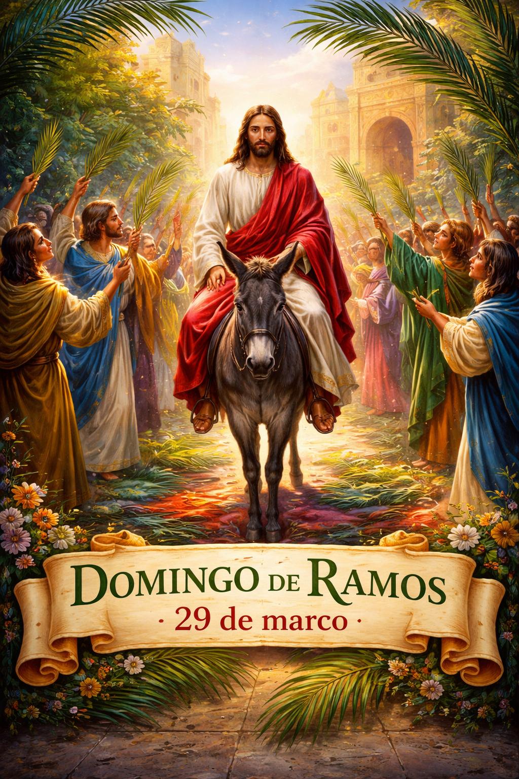 Feliz Domingo de Ramos. Dio te bendiga. ~ Teddy con flores