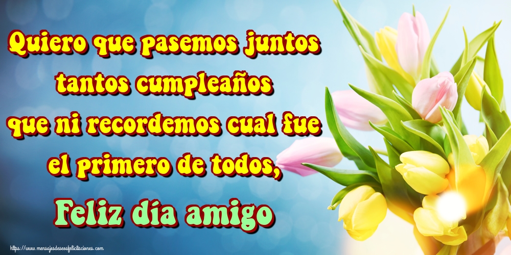 Quiero que pasemos juntos tantos cumpleaños que ni recordemos cual fue el primero de todos, Feliz día amigo