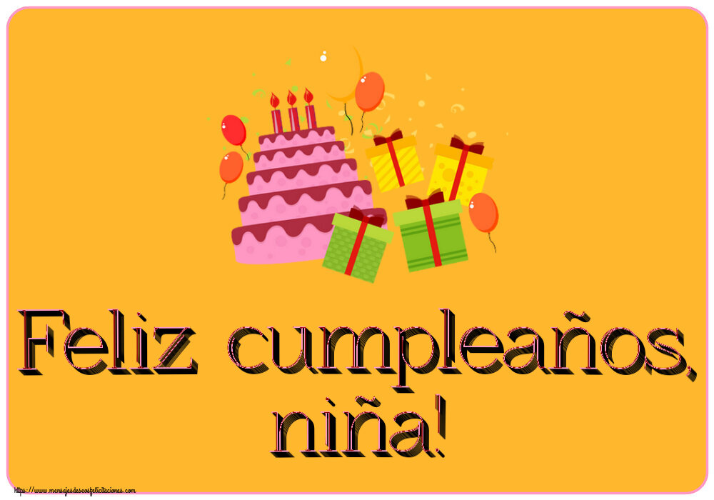 Feliz cumpleaños, niña! ~ tarta, regalos y globos