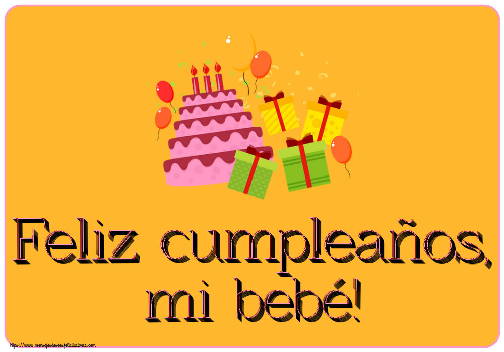 Niños Feliz cumpleaños, mi bebé! ~ tarta, regalos y globos