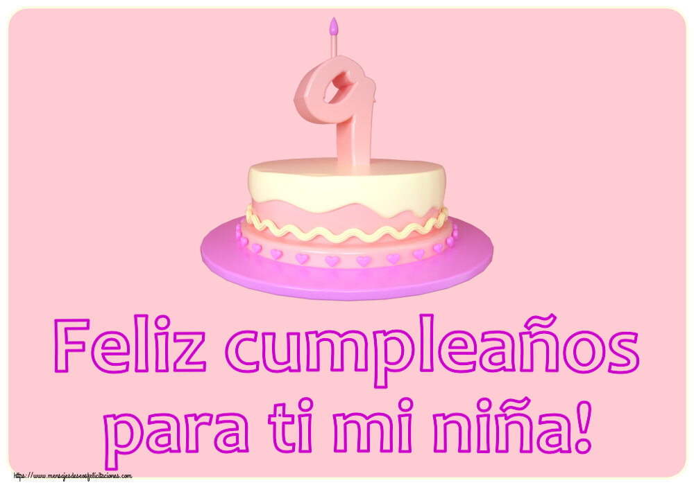 Feliz cumpleaños para ti mi niña! ~ Tarta 9 años