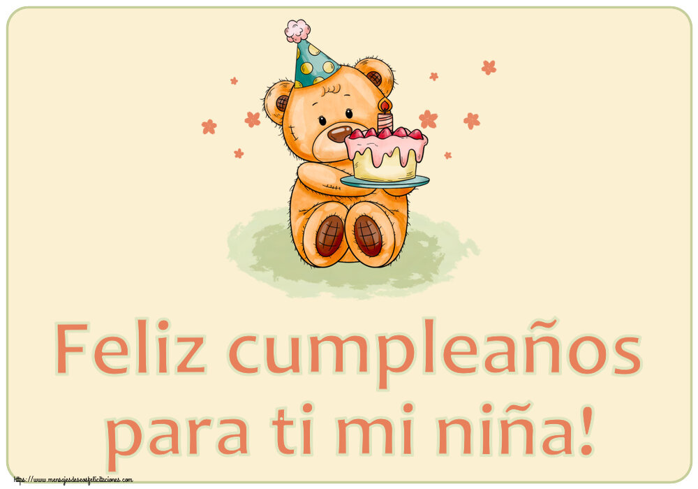 Feliz cumpleaños para ti mi niña! ~ osito de peluche con tarta