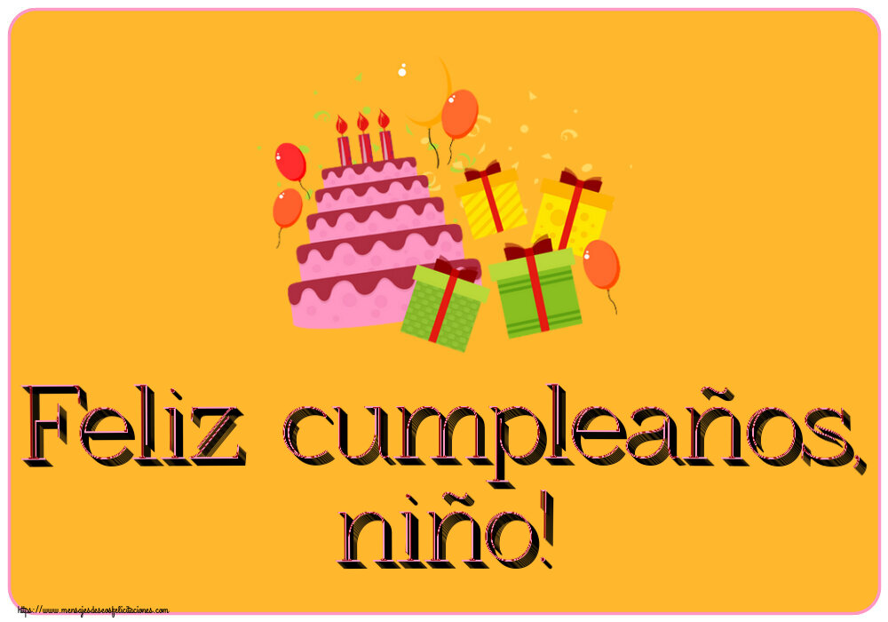 Feliz cumpleaños, niño! ~ tarta, regalos y globos