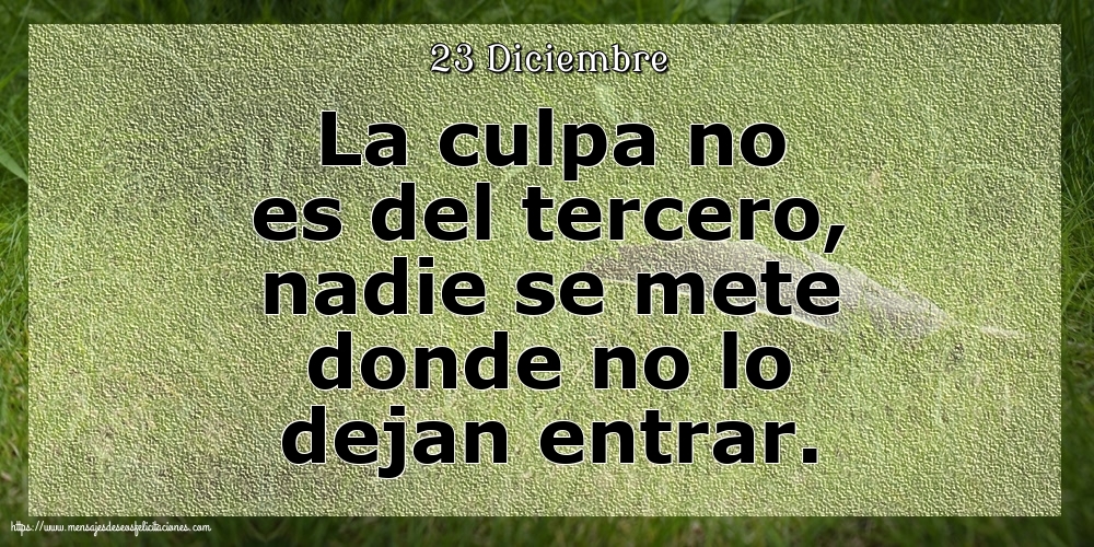 23 Diciembre - La culpa no es del tercero