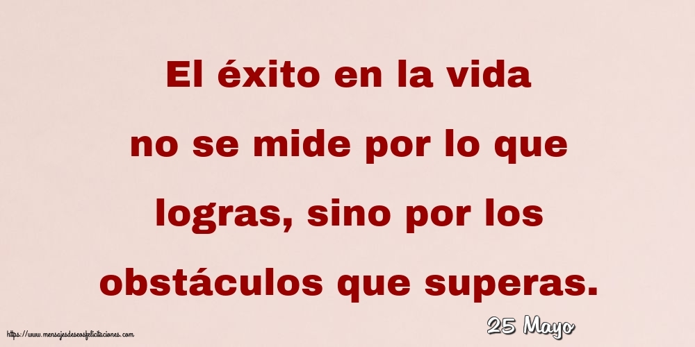 25 Mayo - El éxito en la vida no se mide por lo que logras