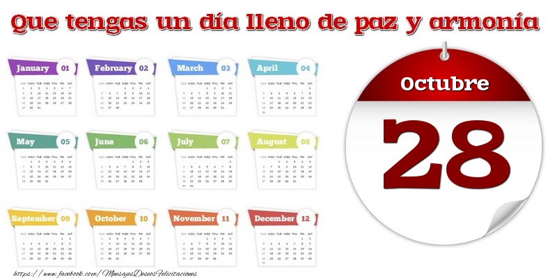 Felicitaciones para 28 Octubre - Octubre 28 Que tengas un día lleno de paz y armonía