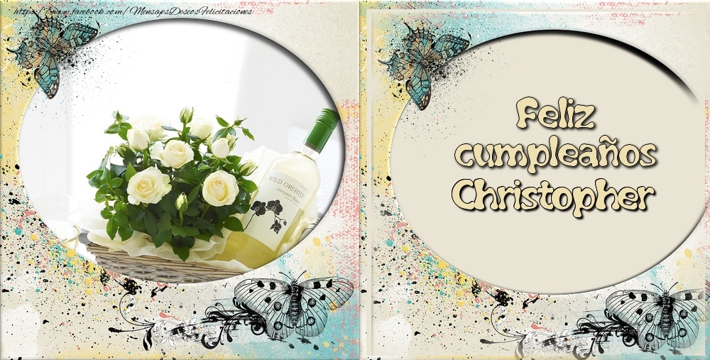 Felicitaciones de cumpleaños - Flores & 1 Foto & Marco De Fotos & Mujers | Feliz cumpleaños Christopher