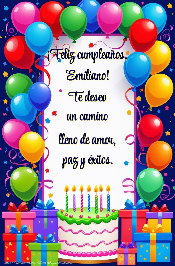Felicitaciones de cumpleaños - Globos & Regalo & Tartas | Te deseo  un camino lleno de amor,  paz y éxitos.