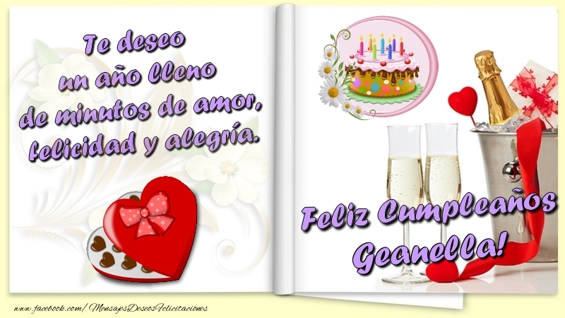 Felicitaciones de cumpleaños - Champán & Corazón & 1 Foto & Marco De Fotos & Hombres | Te deseo un año lleno de minutos de amor, felicidad y alegría. Feliz Cumpleaños Geanella