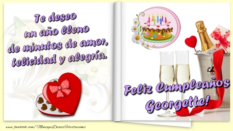 Felicitaciones de cumpleaños - Champán & Corazón & 1 Foto & Marco De Fotos & Hombres | Te deseo un año lleno de minutos de amor, felicidad y alegría. Feliz Cumpleaños Georgette