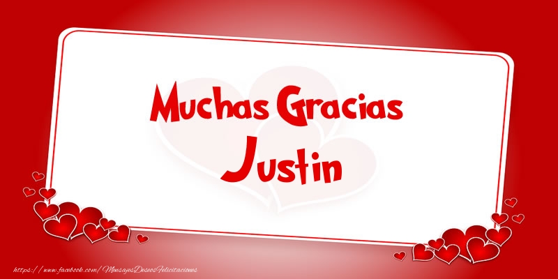 Felicitaciones de gracias - Muchas Gracias Justin