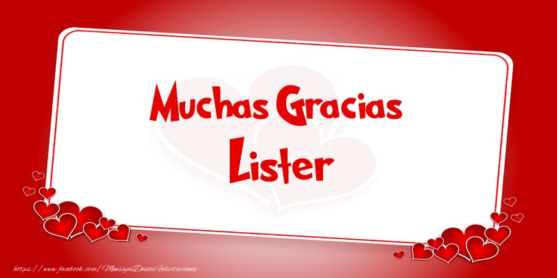Felicitaciones de gracias - Muchas Gracias Lister