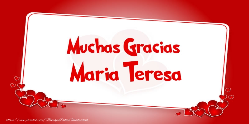Felicitaciones de gracias - Muchas Gracias Maria Teresa