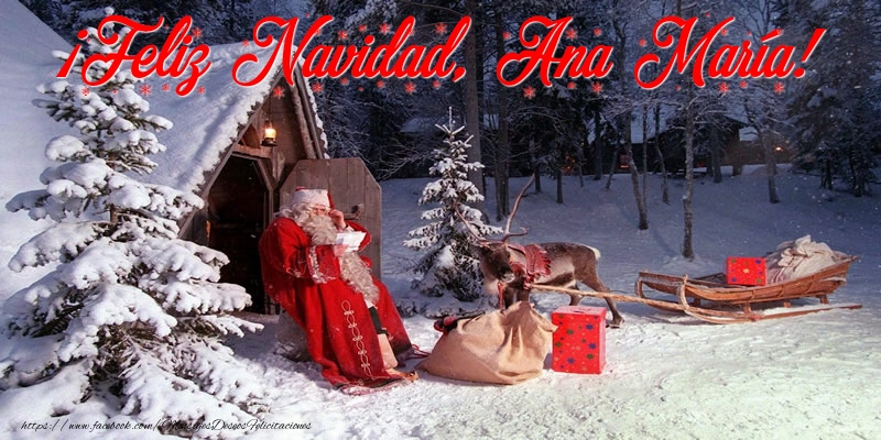 Felicitaciones de Navidad - Papá Noel & Regalo | ¡Feliz Navidad, Ana María!