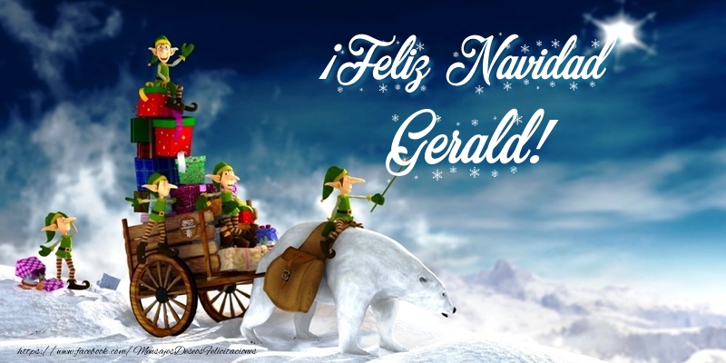 Felicitaciones de Navidad - Papá Noel & Regalo | ¡Feliz Navidad Gerald!