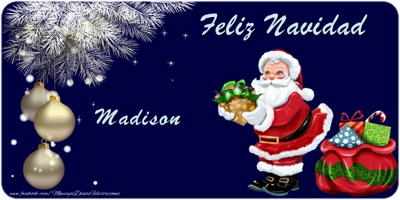 Felicitaciones de Navidad - Árbol De Navidad & Bolas De Navidad & Papá Noel & Regalo | Feliz Navidad Madison