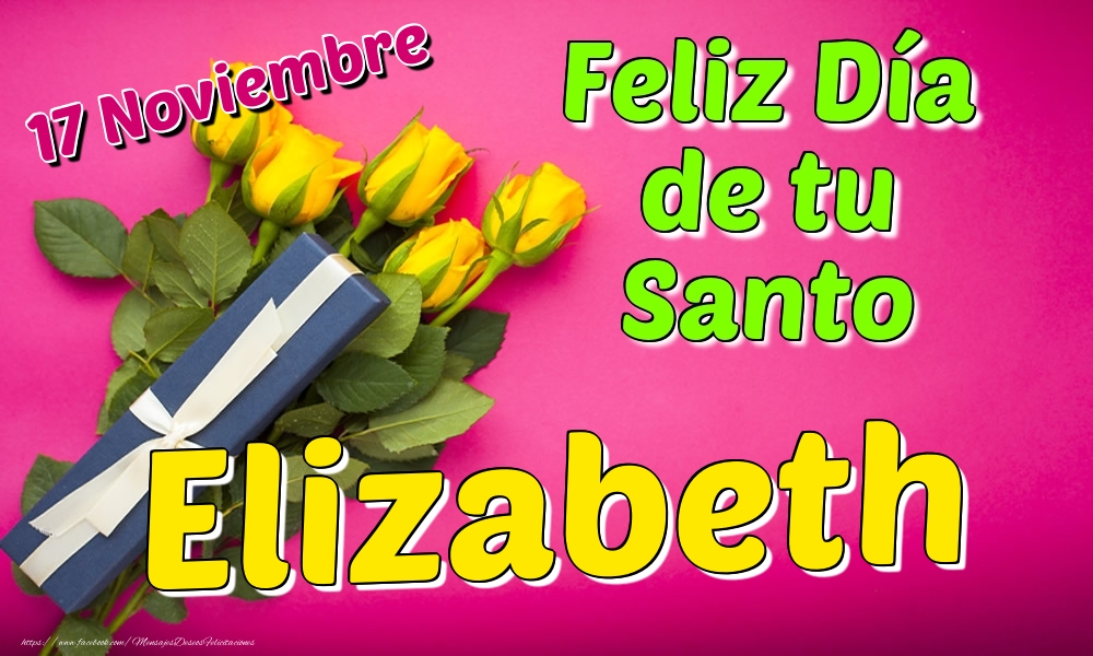 Felicitaciones de Onomástica - 17 Noviembre - Feliz Día de tu Santo Elizabeth!