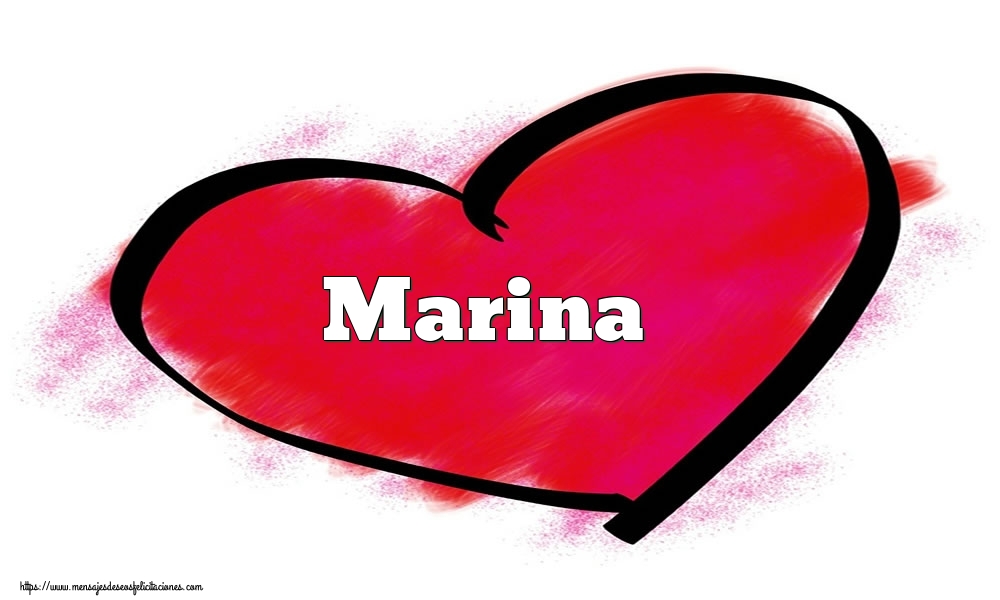 Felicitaciones de San Valentín - Corazón con nombre Marina