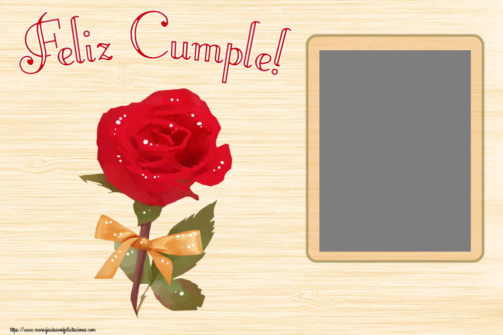 Felicitaciones Personalizadas de cumpleaños - Feliz Cumple! - Marco de foto ~ una rosa roja pintada