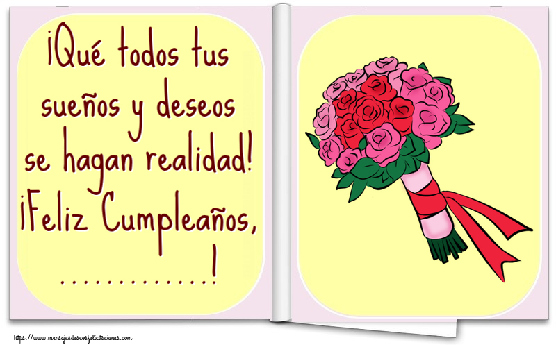 Felicitaciones Personalizadas de cumpleaños - ¡Qué todos tus sueños y deseos se hagan realidad! ¡Feliz Cumpleaños, ...! ~ ramo de flores - pintura