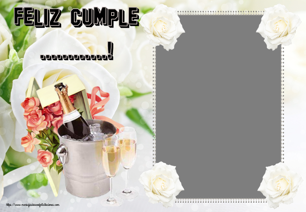 Felicitaciones Personalizadas de cumpleaños - Feliz Cumple ...! - Marco de foto ~ champán y rosas de fiesta