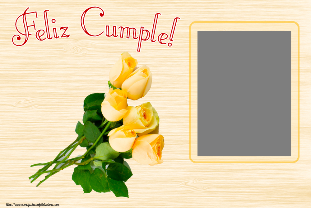 Felicitaciones Personalizadas de cumpleaños - Feliz Cumple! - Marco de foto ~ siete rosas amarillas