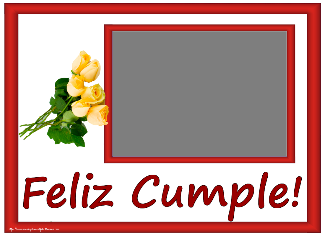 Felicitaciones Personalizadas de cumpleaños - Feliz Cumple! - Marco de foto ~ siete rosas amarillas