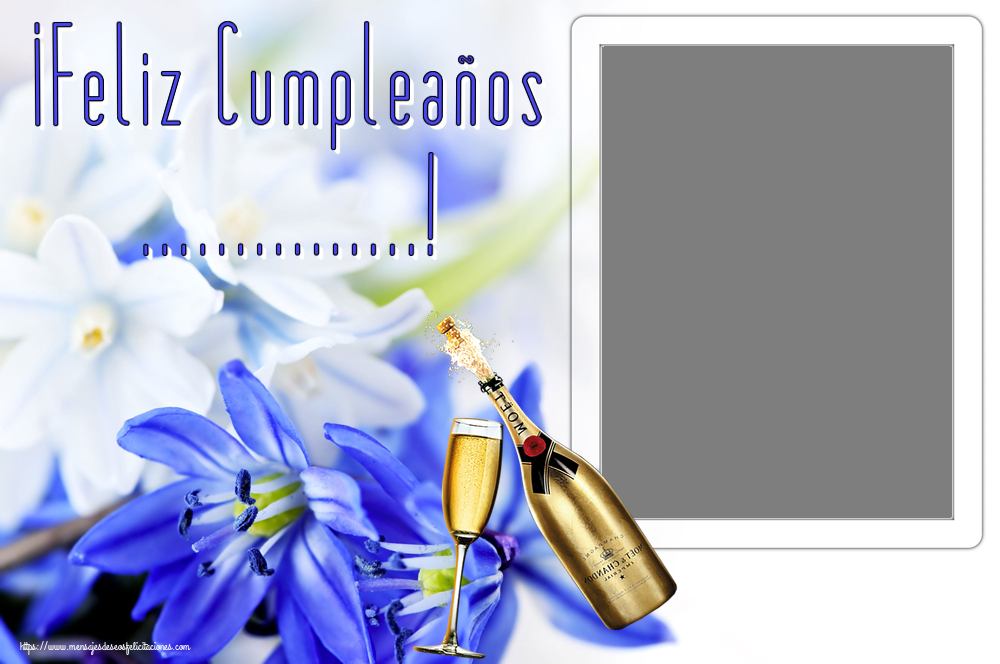 Felicitaciones Personalizadas de cumpleaños - ¡Feliz Cumpleaños ...! - Marco de foto ~ copas con champagne