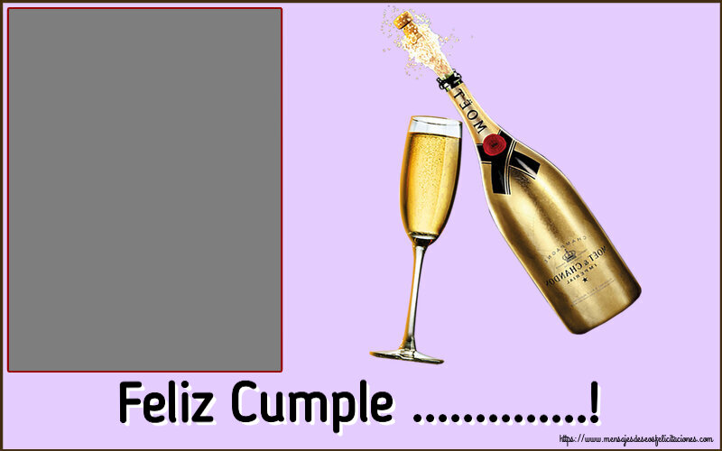 Felicitaciones Personalizadas de cumpleaños - Feliz Cumple ...! - Marco de foto ~ copas con champagne