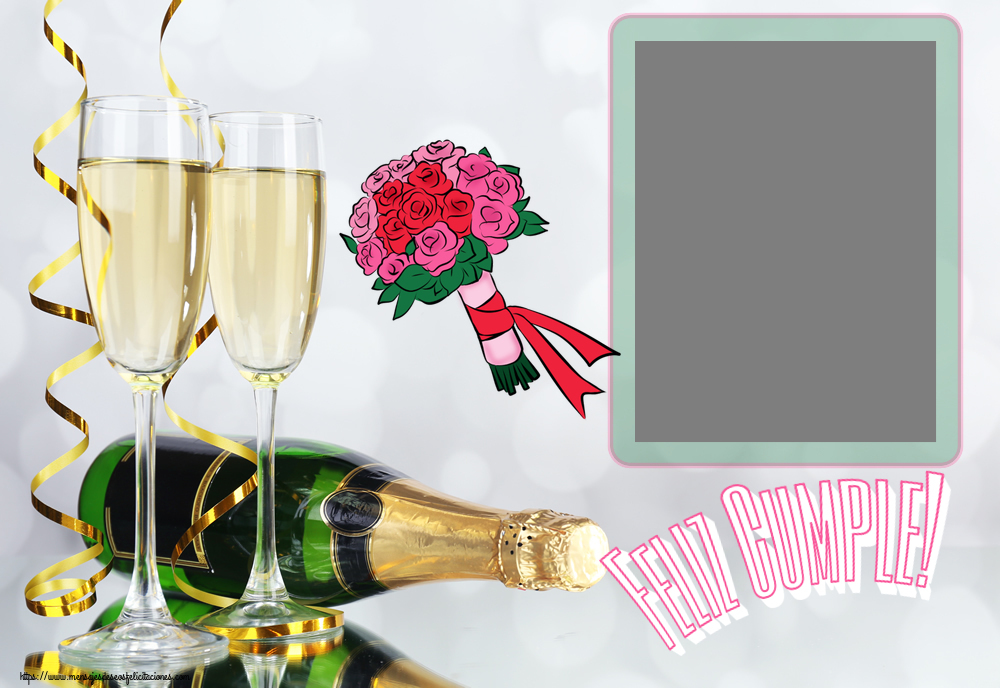 Felicitaciones Personalizadas de cumpleaños - Feliz Cumple! - Marco de foto ~ ramo de flores - pintura