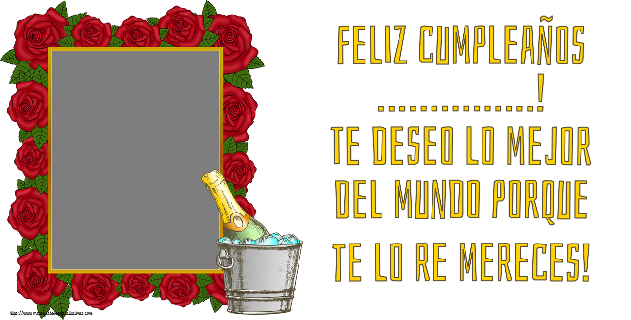 Felicitaciones Personalizadas de cumpleaños - Feliz cumpleaños ...! Te deseo lo mejor del mundo porque te lo re mereces! - Marco de foto