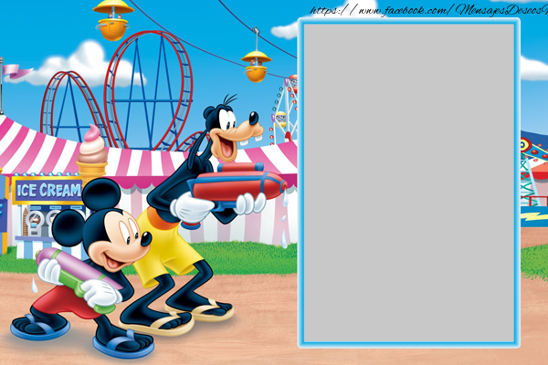 Felicitaciones Personalizadas con fotos - Mickey y Goofy