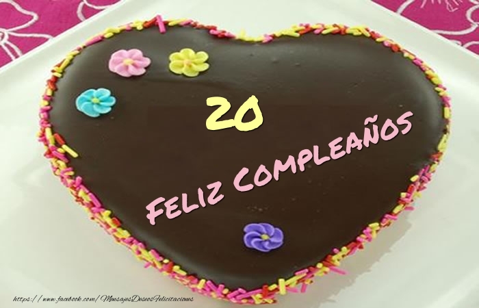 20 años Feliz Compleaños Tarta