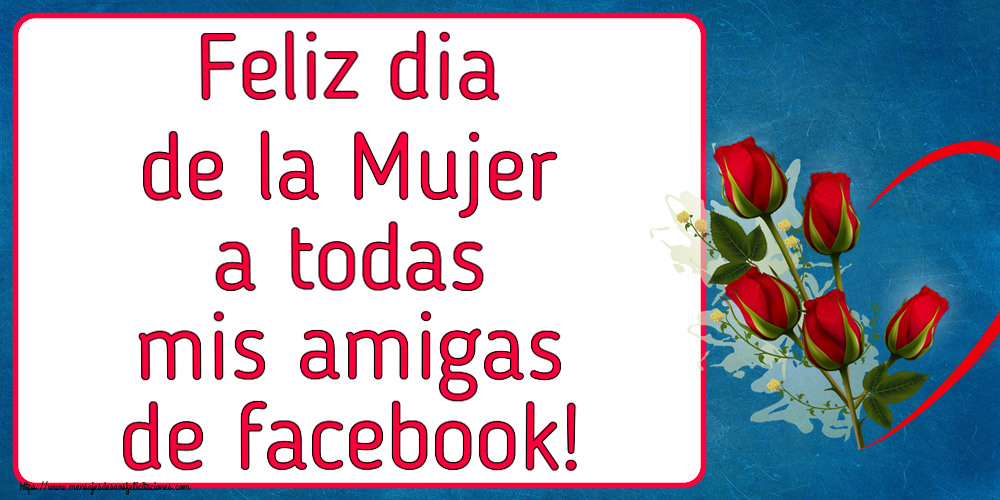 Felicitaciones para el día de la mujer - Feliz dia de la Mujer a todas mis amigas de facebook! ~ 5 rosas rojas con corazones - mensajesdeseosfelicitaciones.com