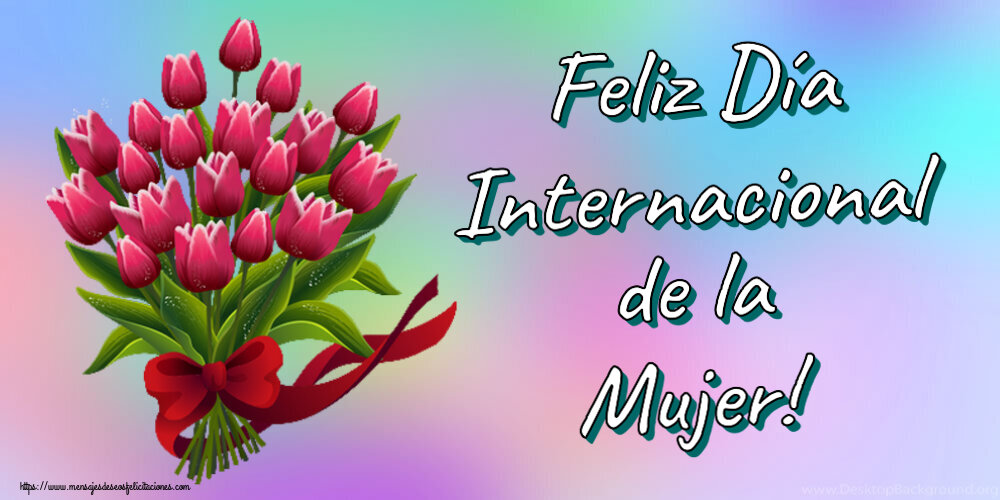 Felicitaciones para el día de la mujer - Feliz Día Internacional de la Mujer! ~ ramo de tulipanes - Clipart - mensajesdeseosfelicitaciones.com