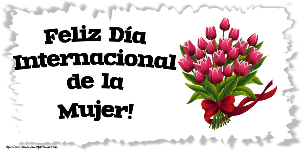 Felicitaciones para el día de la mujer - Feliz Día Internacional de la Mujer! ~ ramo de tulipanes - Clipart - mensajesdeseosfelicitaciones.com