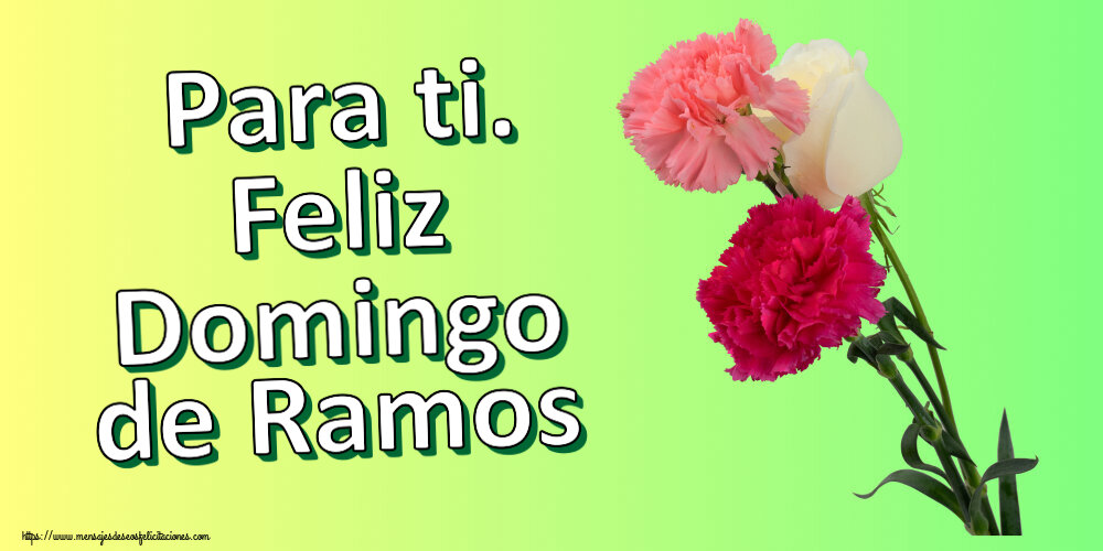 Felicitaciones de Domingo De Ramos - Para ti. Feliz Domingo de Ramos ~ tres claveles - mensajesdeseosfelicitaciones.com