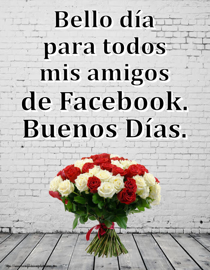 Felicitaciones de buenas tardes - Bello día para todos mis amigos de Facebook. Buenos Días. ~ ramo de rosas rojas y blancas - mensajesdeseosfelicitaciones.com