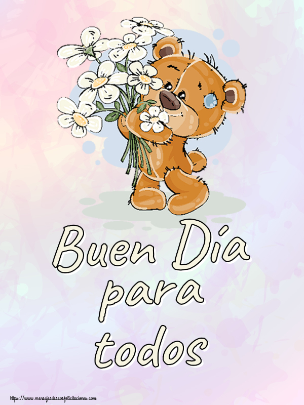 Buen Día para todos ~ Teddy con flores