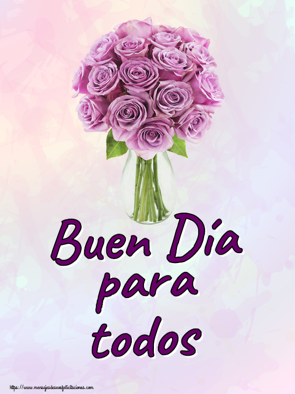 Felicitaciones de buenas tardes - Buen Día para todos ~ rosas moradas en macetas - mensajesdeseosfelicitaciones.com