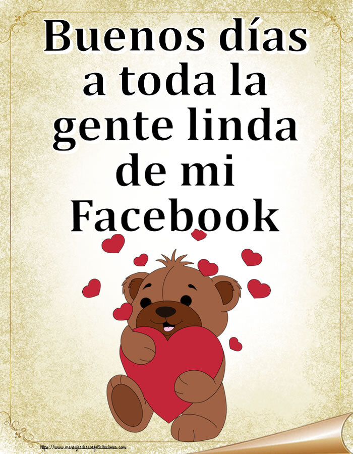 Buenos días a toda la gente linda de mi Facebook ~ lindo oso con corazones