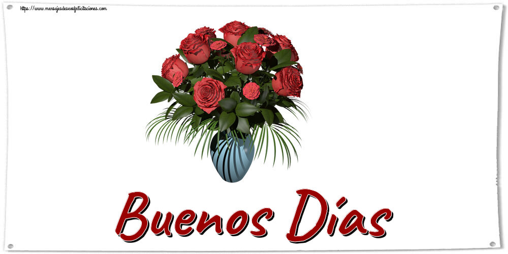 Felicitaciones de buenas tardes - Buenos Días ~ jarrón con rosas - mensajesdeseosfelicitaciones.com