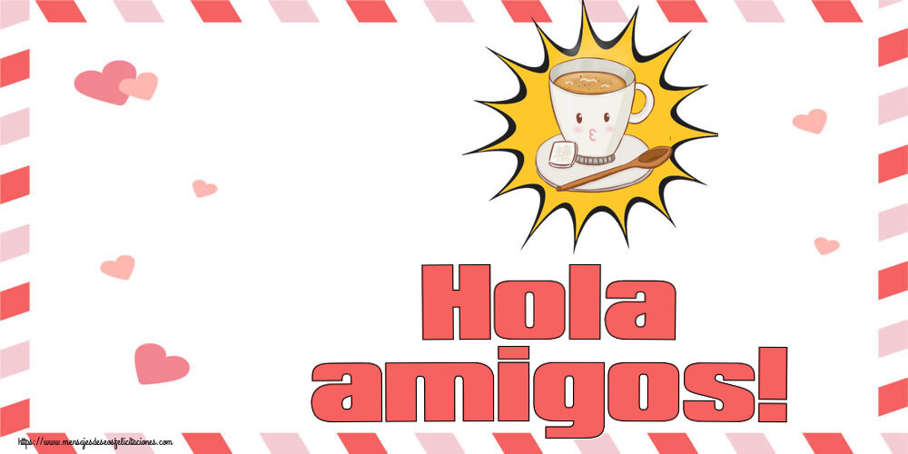 Buenos Días Hola amigos! ~ taza de café sobre fondo amarillo