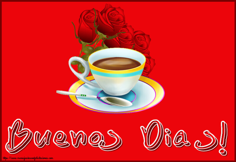 Buenos Días Buenos Dias! ~ café y ramo de rosas