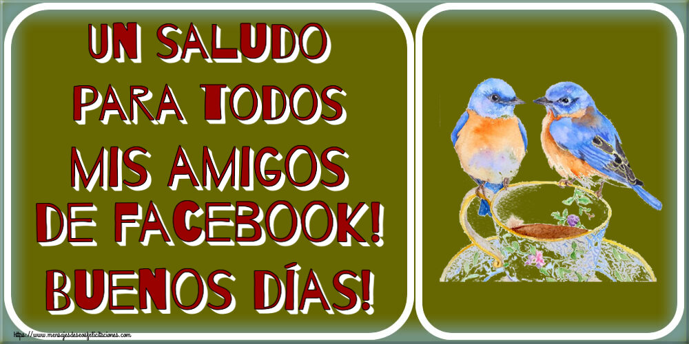 Un saludo para todos mis amigos de facebook! Buenos días! ~ taza de café con pájaros