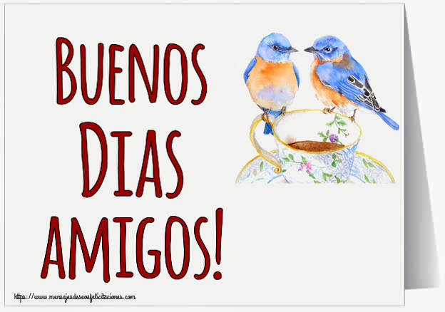 Buenos Dias amigos! ~ taza de café con pájaros