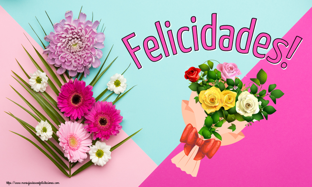 Felicitaciones de cumpleaños - Felicidades! ~ ramo de rosas multicolores - mensajesdeseosfelicitaciones.com
