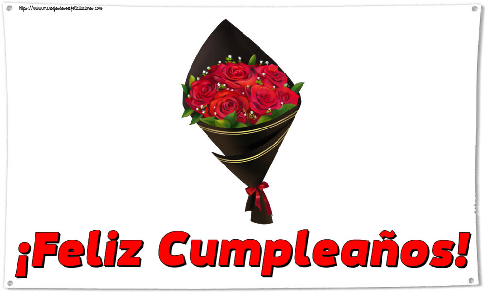 Felicitaciones de cumpleaños - ¡Feliz Cumpleaños! ~ un ramo de rosas - Dibujo - mensajesdeseosfelicitaciones.com