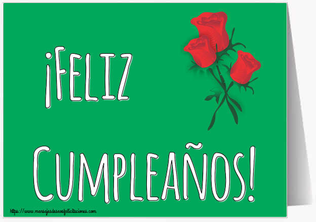 Felicitaciones de cumpleaños - ¡Feliz Cumpleaños! ~ tres rosas rojas dibujadas - mensajesdeseosfelicitaciones.com